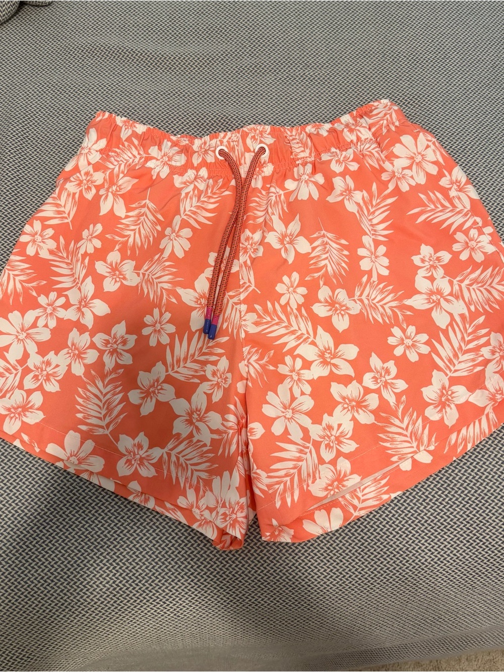 Floral Coral Drawstring Athletic Shorts for Women